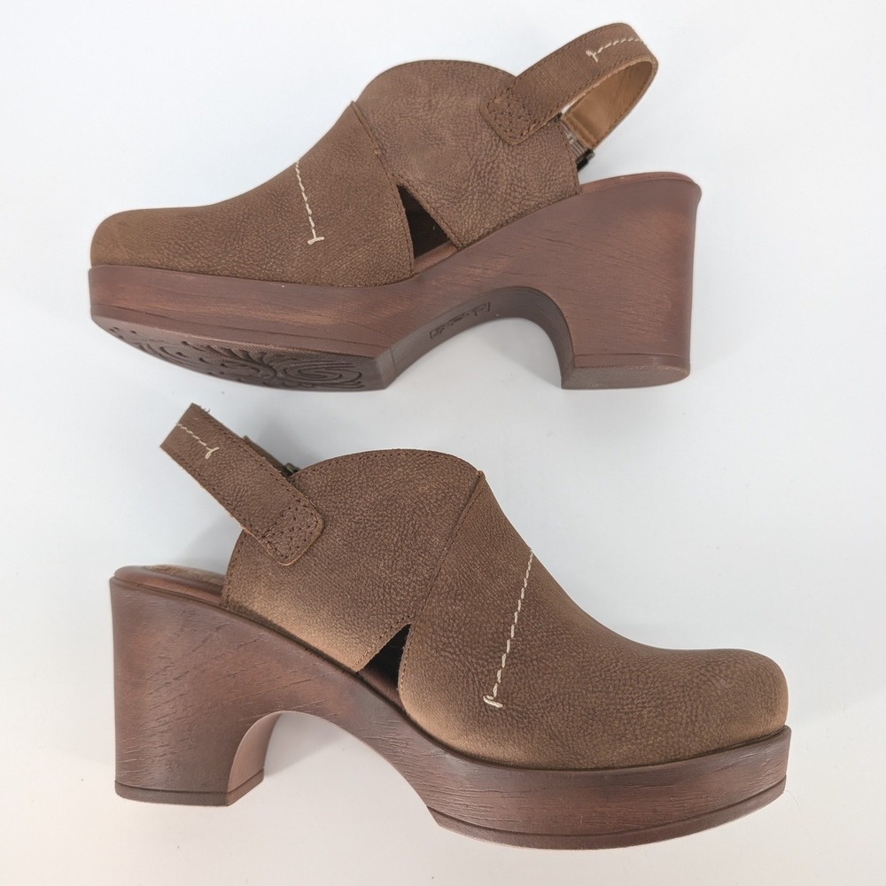 Born Cecilia Platform Clog Women 10 Tan Slingback Block Heel Boho Chic 70s Style - Picture 5 of 11